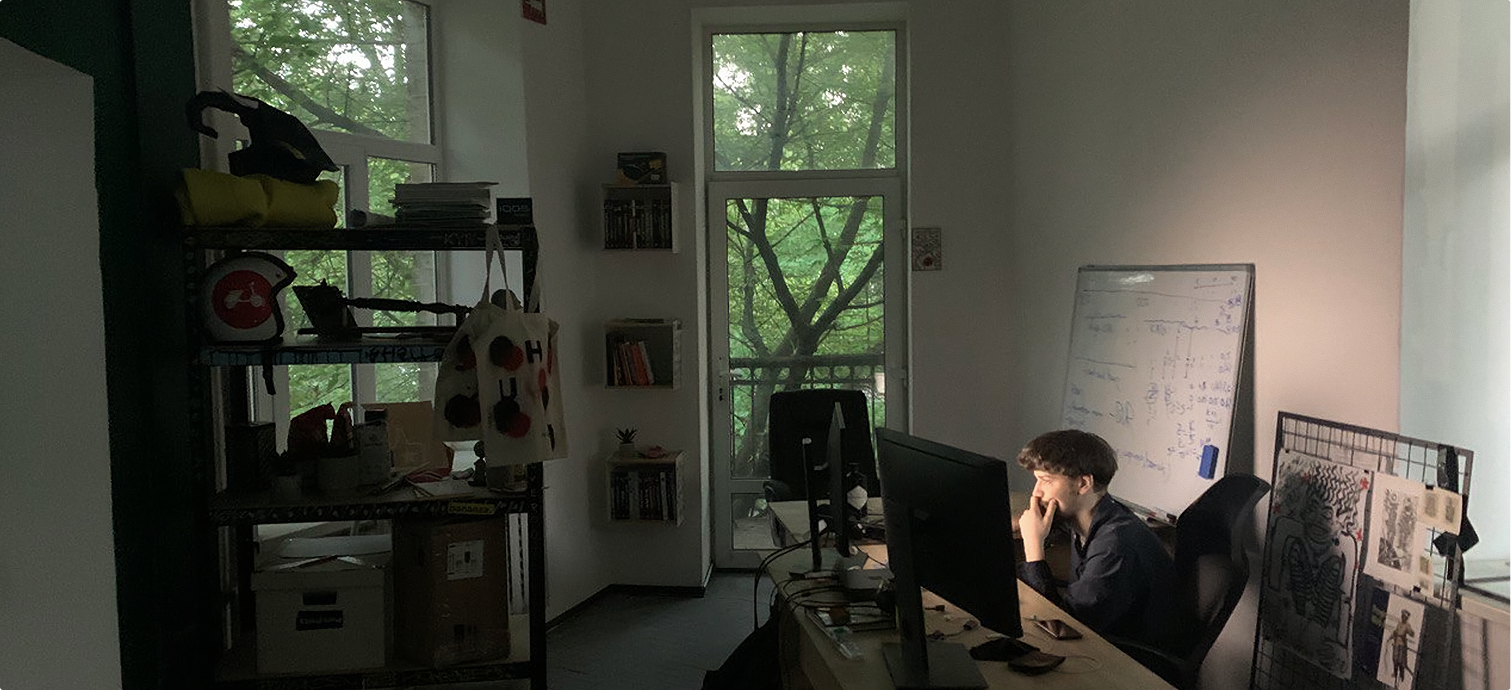 A guy working on the computer