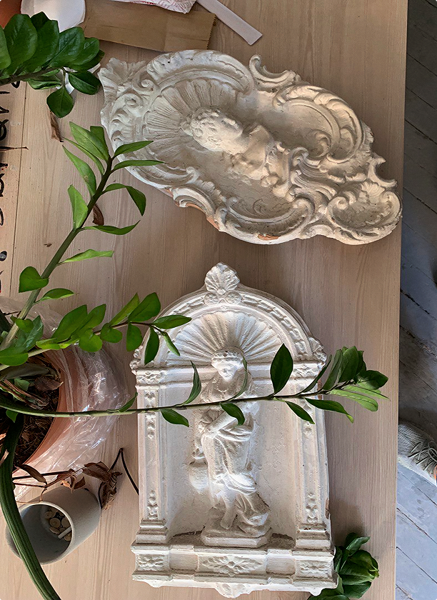 Ancient stucco molding on the table